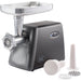LEM 1224 size 8 residential countertop meat grinder shown with its stuffing tubes, stomper and grinding plate