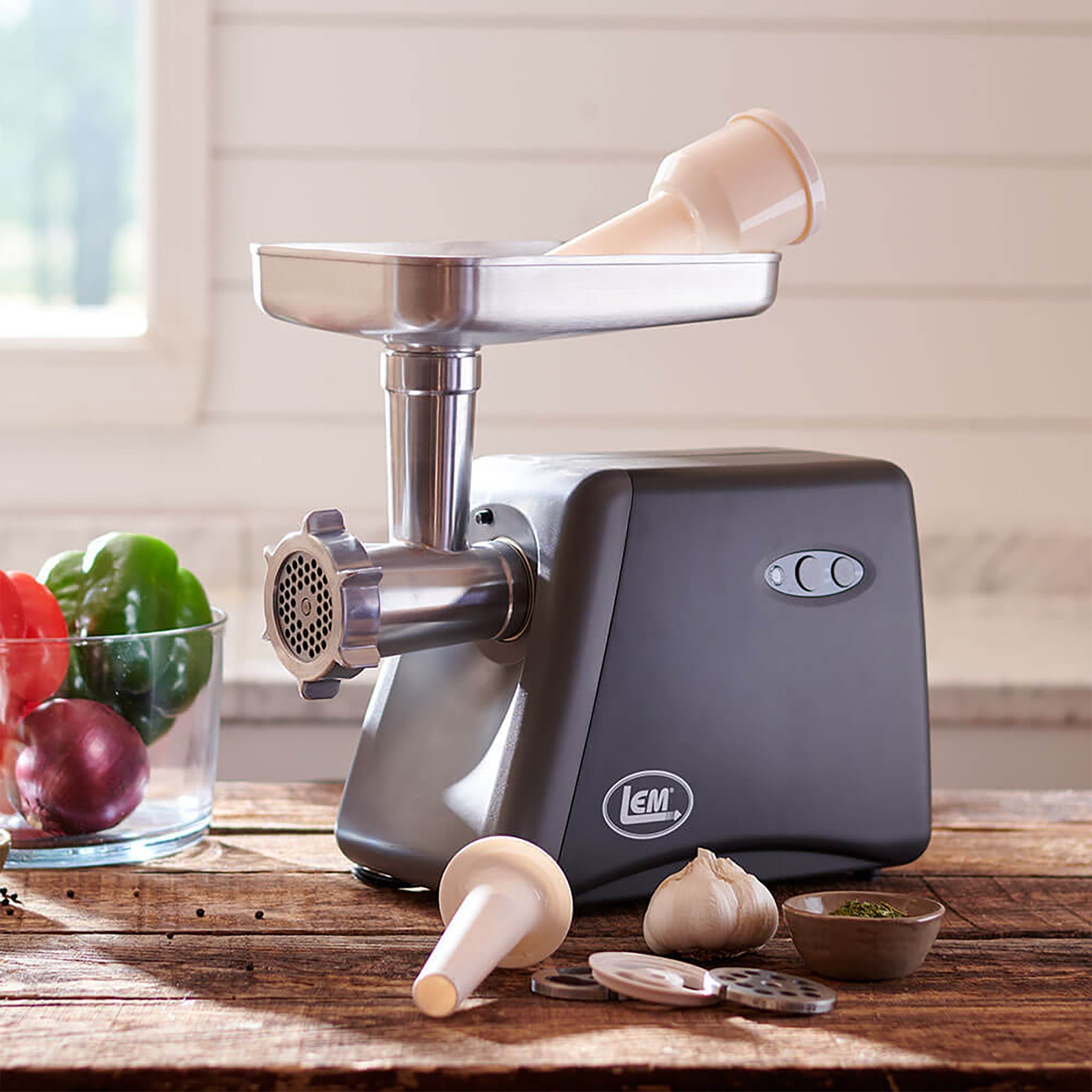 LEM 1224 Size 8 Residential Counter Top Meat Grinder - 0.75 HP, 120V-Phoenix Food Equipment