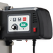 LEM 1569 Big Bite electric 10 lb sausage stuffer, close-up of the black control box with speed dial and switch