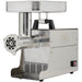 LEM 1780 size 12 Big Bite 0.75 HP stainless steel electric meat grinder with feed tray, angled front view
