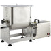 LEM 1868 Big Bite 50 lb tilting meat mixer attachment connected to a stainless steel Big Bite grinder motor