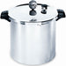 LEM 23 quart aluminum pressure canner, taller pot with locking lid, pressure gauge and black side handles