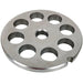LEM size 8 meat grinder plate with 12 mm holes, stainless steel extra-coarse plate with eight large holes