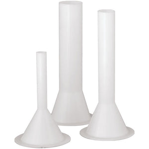 LEM plastic stuffing tubes for meat grinders, set of three white polypropylene sausage tubes in different widths