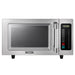 Midea 1025F1A commercial touchpad microwave, 1000W, stainless steel with glass door and black keypad, front view