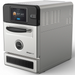 Midea G1 Flashchef high speed oven in stainless steel with black touchscreen controls and closed door, angled view