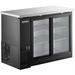 Nordic Air 49-inch shallow back bar cooler, black exterior with two sliding glass doors and stainless steel top