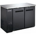 Nordic Air 49-inch shallow back bar cooler, black exterior with two solid doors and stainless steel top