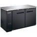 Nordic Air 59-inch deep two door back bar cooler, black exterior with solid doors and stainless steel top