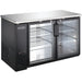 Nordic Air 59-inch deep two door back bar cooler, black exterior with glass doors and stainless steel top