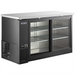 Nordic Air 61-inch shallow back bar cooler, black exterior with two sliding glass doors and stainless steel top