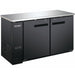 Nordic Air 61-inch shallow back bar cooler, black exterior with two solid doors and stainless steel top