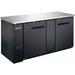 Nordic Air 69-inch deep two door back bar cooler, black exterior with solid doors and stainless steel top