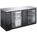 Nordic Air 69-inch deep two door back bar cooler, black exterior with glass doors and stainless steel top