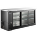 Nordic Air 73-inch shallow back bar cooler, black exterior with sliding glass doors and stainless steel top