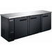 Nordic Air 90-inch deep three door back bar cooler, black exterior with solid doors and stainless steel top