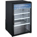 Nordic Air GRM-CT-39 black countertop display refrigerator with glass door and four wire shelves