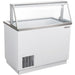 Nordic Air IDF-47 47-inch white ice cream dipping freezer with glass sneeze guard and front vent, angled view