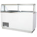 Nordic Air IDF-68 68-inch white ice cream dipping freezer with glass sneeze guard, angled right view of front vent