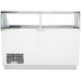 Nordic Air IDF-68 68-inch white ice cream dipping freezer with glass sneeze guard, straight-on side view