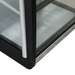 Nordic Air NACP-24T angled glass pastry display case, close-up of the black frame and curved glass edge