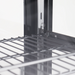 Nordic Air NACP-36 angled glass pastry display case, close-up of the chrome wire shelf and shelf bracket