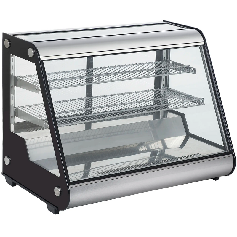 Nordic Air NACP-36 countertop 35-inch angled glass refrigerated pastry display case, empty, angled view