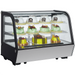 Nordic Air NCCP-35 35-inch countertop curved glass refrigerated pastry case filled with cakes and desserts