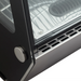 Nordic Air NCCP-35 countertop pastry display case, close-up of the curved glass corner and interior air vent