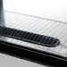 Nordic Air NCCP-48 countertop pastry display case, close-up of the black grip handle on the sliding glass door