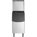 Nordic Air NIM-350C stainless steel modular cube ice machine on storage bin with black door closed, front view