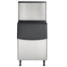 Nordic Air NIM-500C stainless steel modular cube ice machine on storage bin with black door closed, front view