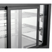 Nordic Air NSCP-48 square glass refrigerated pastry display case, close-up of the rear sliding glass doors