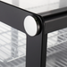 Nordic Air NSCP-48 square glass pastry display case, close-up of the black frame corner and shelf light