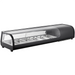 Nordic Air NSU-60 60-inch black refrigerated sushi showcase with curved glass cover and stainless pans, front view
