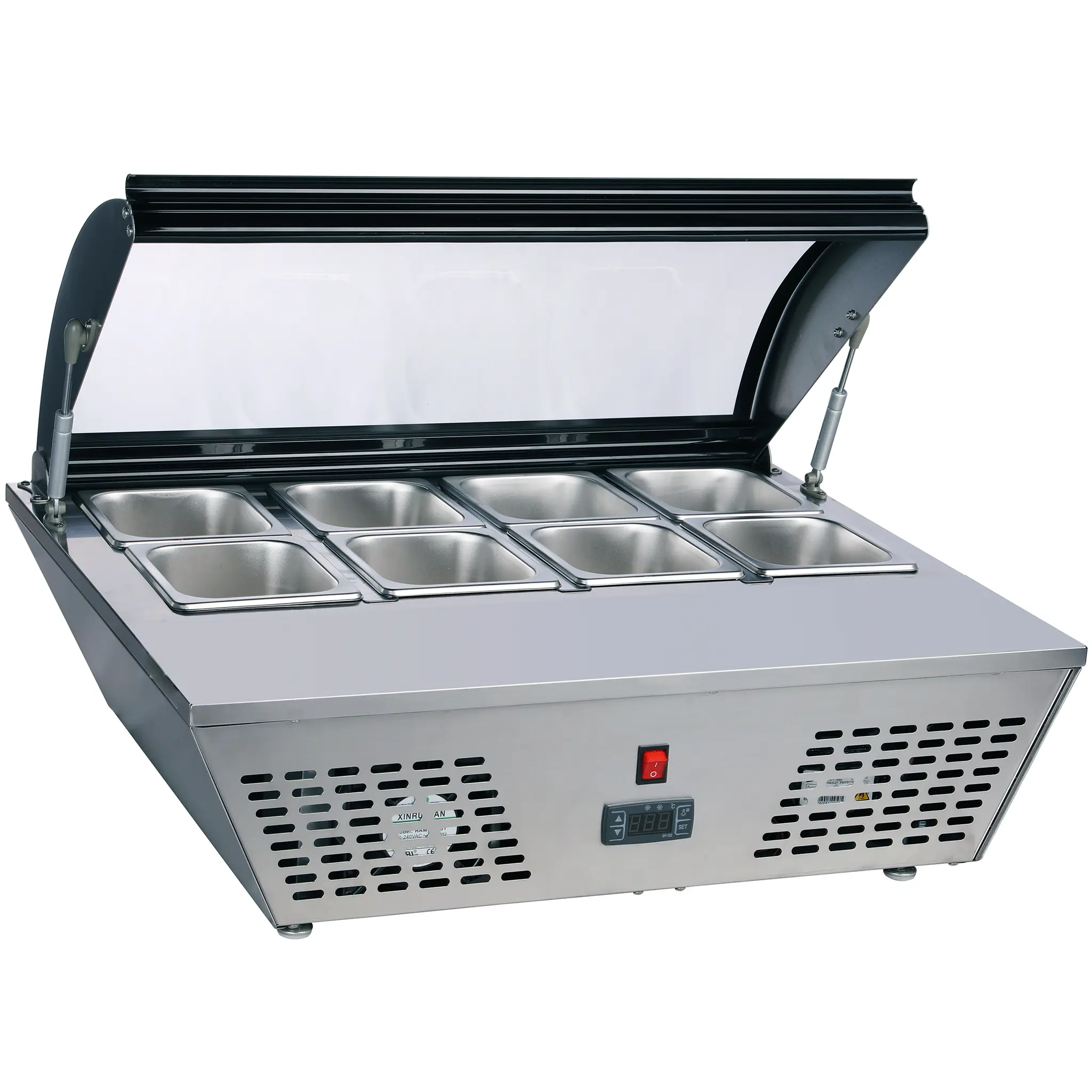 Nordic Air NTR-30 Refrigerated 30" Topping Rail with Glass Sneeze Guard Cover-Phoenix Food Equipment