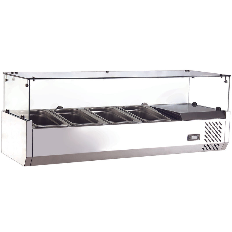 Nordic Air NTR-48 Refrigerated 47" Topping Rail with Glass Sneeze Guard-Phoenix Food Equipment
