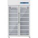 Nordic Air PHR-1015L white two door glass biomedical pharmacy refrigerator with digital display, front view