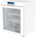 Nordic Air PHR-130L white biomedical pharmacy refrigerator with glass door and digital display, angled view