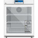 Nordic Air PHR-130L white biomedical pharmacy refrigerator with glass door, wire shelves and drawer, front view