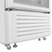 Nordic Air PHR-315L pharmacy refrigerator, close-up of the lower white vent panel with casters and levelling feet