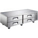 Nordic Air RCB-72 72-inch stainless steel refrigerated chef base with four drawers for 4-inch deep pans, on casters