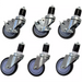 Phoenix 4 inch casters for stainless steel tables, full set of six swivel stem casters with brakes