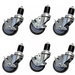 Phoenix 4 inch casters for stainless steel tables, set of six swivel casters shown from a second angle