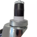 Phoenix 4 inch caster for stainless steel tables, close-up of the black expanding stem and adjusting nut