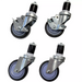 Phoenix 4 inch casters for stainless steel tables, full set of four swivel stem casters with two brakes