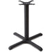 Phoenix 4 prong table base in black with a wide X-shaped foot and round column, larger foot option, dining height