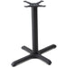 Phoenix 4 prong table base in black with a large X-shaped foot spread and cross top plate, alternate angle