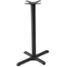 Phoenix 4 prong table base in black with compact X-shaped foot and tall column, bar height option, side angle