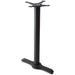Phoenix table base in black with a T-shaped two prong end foot and single column, dining height option